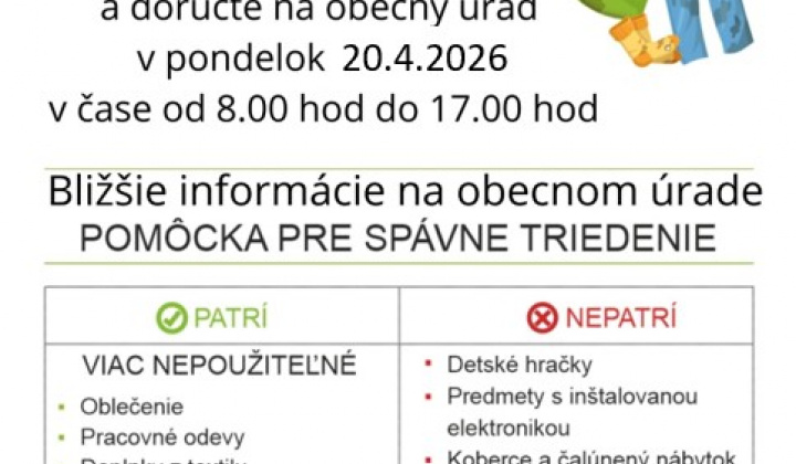 Fotka - Veľké jarné upratovanie - zber textilu